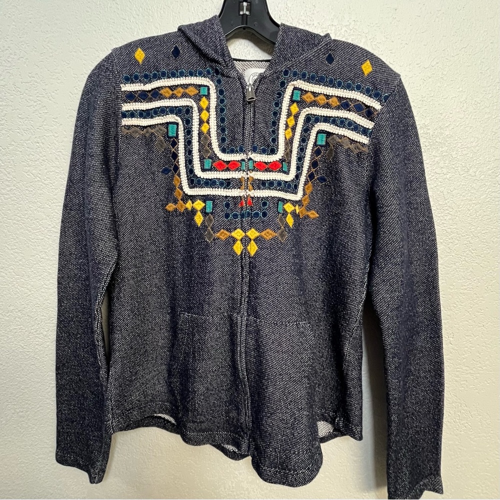 Lucky Lotus by Lucky Brand Boho Zip Up Hoodie Swearshirt